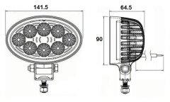 Preview: LED-Arbeitsscheinwerfer 1800 Lumen 10-30V 8 LED 24Watt