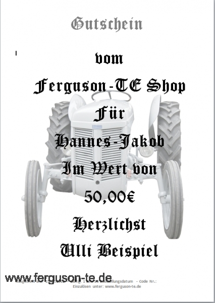 Geschenk Gutschein
