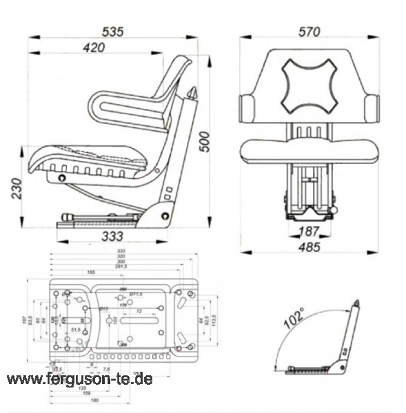 Gefederter Sitz, mit Seitenstütze